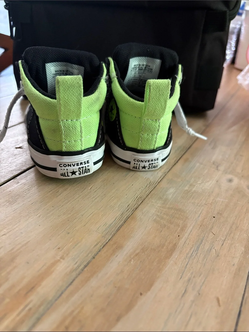Converse Kids Black & Neon Green High-Top Sneakers